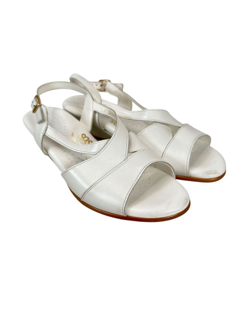 SAS Tripad Caress Bone Leather Slingback Wedge Sandals Womens 8 Comfort